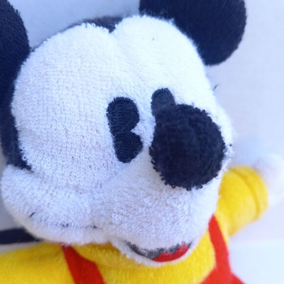 Vintage Gund Baby Mickey Terrycloth Rattle Plush-Embroidered Eyes-Disney-7 Inch - Picture 6 of 9